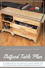 Outfeed Table Plan An Outfeed Table For Your Table Saw Is A Great Upgrade And This Design Provides Mobi Portable Table Saw Delta Table Saw Sliding Table Saw