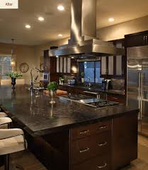 a transitional kitchen before & after