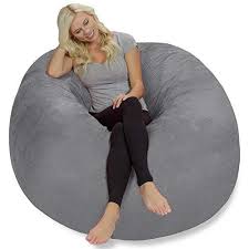 Chill Sack Bean Bag Chair Giant 5 Memory Foam Furniture Bean Bag Big Sofa With Soft Faux Linen Cover Linen Gray In 2020 Bean Bag Chair Bag Chair Big Sofas