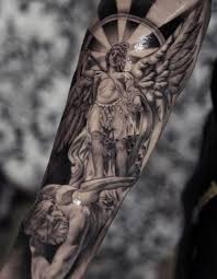 Best st michael the archangel fighting with evil tattoo on half sleeve. Top 73 St Michael Tattoo Ideas 2021 Inspiration Guide