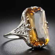 Vintage Citrine Ring 30 1 5125 Lang Antiques Citrine Ring Citrine Jewelry Yellow Gemstones
