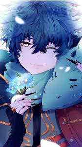 Anime Boy Dragon Blue Flowers Original Artwork 720x1280 Wallpaper Blue Flower Wallpaper Anime Boy Anime