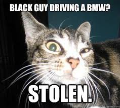 Black Guy Driving A Bmw Stolen Suspicious Cat Quickmeme