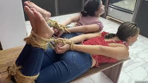 Hogtied Hotties Has Fun Being Two Bound and Gagged Girls - Bound and Gagged Sisters