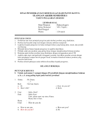 Soal Bahasa Inggris 7 Smt 1 2010
