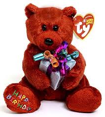 Beanie Baby Happy Birthday Bear Happy Birthday Red Holding Gift Ty Beanie Babies Beanie Baby Bears Baby Beanie Beanie Bears