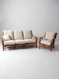 Vintage Rattan Furniture Set Couch And Chair Bamboo With Cushions Vintage Rattan Furniture Couch And Chair Set Rattan Furniture Set