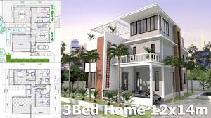 If you're looking for a home with height and elegance, a three or more story house may be for you. Home Design Plan 12x14m With 3 Bedrooms Youtube