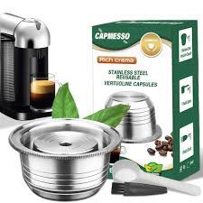 4 reusable coffee capsule discs: Capmesso Coffee Capsule Stainless Steel Reusable Coffee Pod For Espresso Nespresso Refillable Vertuo Capsule Pod Vertuoline Gca1 And Delonghi Env135 8oz Newest Version Amazon Com Au Kitchen Dining