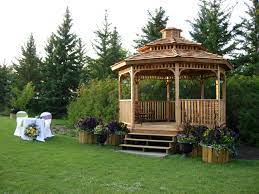 Gazebo kits are available both with sets of plans to build a gazebo from scratch or to purchase and put together on site. Octagon Gazebo Kits 8 Sided Diy Wedding Gazebos Cedarshed Canada