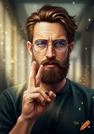 Illustration of a man in a t-shirt and jeans with hands in pockets, looking  left.