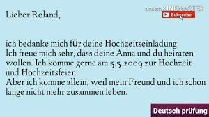 Brief an die hebräer 10,24. B1 Brief Schreiben Einladung Zum Hochzeit Telc Prufung B1 Youtube