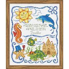 Sorry, item is temporarily out of stock. Baby By Herrschners Under The Sea Baby Birth Record Counted Cross Stitch Kit Baby Cross Stitch Patterns Cross Stitch Sea Cross Stitch