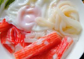 Cut the meat to bite size, preferably into thin slices. Recipe Of Favorite Crab Stick Udon Babe Cooking Book