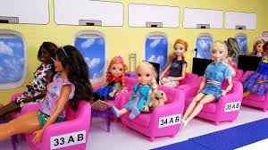 Airplane Elsa And Anna Toddlers In Barbie S Plane Vacation Trip Youtube Barbie Plane Disney Barbie Dolls Barbie