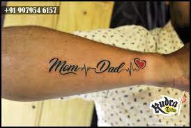 Mom Dad Tattoo Momdadtattoo Done In Ahmedabad India Mom Tattoos Dad Tattoos Mom Dad Tattoo Designs