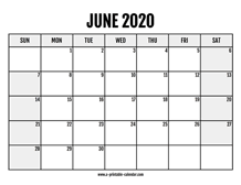 These free june calendars are.pdf files that download and print on almost any printer. June 2020 Calendars Printable Calendar 2020
