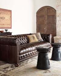 More details old hickory tannery ellsworth neutral tufted sofa 84 details exclusively at neiman marcus maple frame accented with wormholes and distressing and finished in french dark cherry. Old Hickory Tannery Royal Leather Chesterfield Sofa 93 Quality Furniture Depot