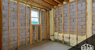 Framing basement walls inside corners should start with turning the last board on the first wall sideways and overlapping both about halfway past the step 12: How To Insulate Your Basement Like A Pro