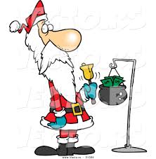 Cartoon Vector Of A Cold Skinny Santa Ringing Gold Bell For Donations By Toonaday 31084 Almost files can be used for commercial. cold skinny santa ringing gold bell