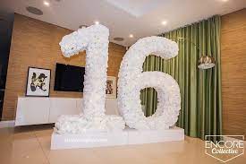 All White Floral 16 Birthday Sign Floral Fairy Lights