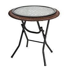 Wilson Fisher 18 Round Glass Top Resin Wicker Folding Table Resin Wicker Folding Table Wicker
