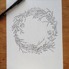 Wreath Drawing Pen Ink Maijarebecca Com Wreath Drawing Flower Drawing Ink Drawing