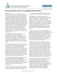 The 40th canadian federal election campaign officially began at 8:20 a.m. Foreign Money And U S Campaign Finance Policy Everycrsreport Com