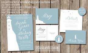 Beach Lighthouse Wedding Simple Invitation Printable New Etsy Simple Invitation Wedding Invitation Packages Lighthouse Wedding Invitations