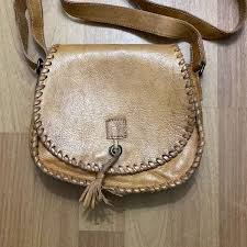 Bed Stu Tan Distressed Leather Hobo Hippie Crossbody Bag Purse Hobo Bags