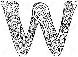 Nice alphabet coloring pages with big drawings and letters. Hand Drawn Capital Letter W In Black Coloring Sheet For Adults Royalty Free Cliparts Vectors And Stock Illustration Image 90585632