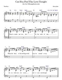 Beginner Can You Feel The Love Tonight Piano Sheet Music Can You Feel The Love Tonight Elton John Free Sheet Music Sheet Music Piano Songs Piano Sheet Music