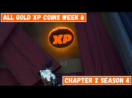Remember, the xp coins stay around all season long, so if you missed them during the week they arrived, you can still grab them at any point over the course of the season. All Gold Xp Coins Locations Week 6 Good As Gold Punch Card Fortnite Chapter 2 Season 4