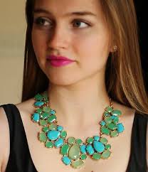 KATE SPADE BLUE GREEN TURQUOISE CLUSTER FIESTA CRYSTAL NECKLACE STATEMENT  collar