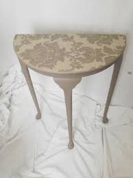 Upcycled Half Moon Table With Drawer Google Search Distressed Furniture Painting Half Moon Table Painted Furniture