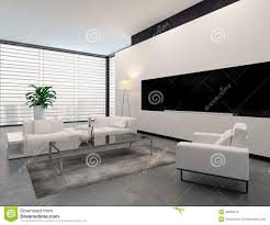 Assise et dossier garnis de mousse polyuréthane et de ouate. Interieur Blanc Gris Et Noir Moderne De Salon Illustration Stock Illustration Du Seance Lampe 40986072