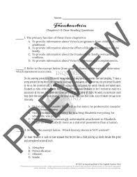 Frankenstein Chapters 1-3 Close Reading Worksheet | Teaching Resources