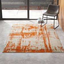 Piper Burnt Orange Dark Brown Area Rug Allmodern Orange Area Rug Blue And Orange Living Room Brown Area Rugs