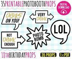 18th Birthday Photo Booth Props Printable 18th Birthday Printable Photo Booth Props Sign Speech Bubbles Party Props Faux Gold Glitter High Quality Pdf Printable 18ppa In 2020