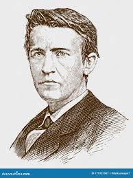 Historical Portrait of Young Thomas Alva Edison the Famous American  Inventor Stock Vector