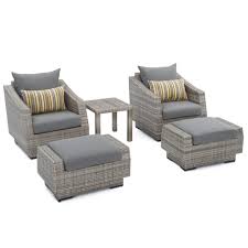 There are 2291 chair ottoman set for sale on etsy, and they cost $195.69 on average. Rst Brands Cannes 5 Piece Wicker Patio Club Chair And Ottoman Set With Charcoal Grey Cushions Op Peclb5 Cns Chr K The Home Depot