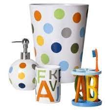 Huge sale on all kids bathroom sets now. More Polka Dots For The Kids Bathroom Kids Bath Accessories Bathroom Kids Kids Shower Curtain