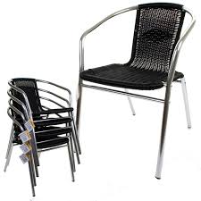 This wicker chair is a great addition to any patio, deck, or porch, and is sure to bring a smile to your outdoor living space with its vibrant colors and bold color palette that will complement any outdoor. Black Wicker Chrome Bistro Chair