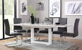 Tokyo White High Gloss Extending Dining Table And 6 Chairs Set Perth Grey Only 699 99 Furnit Extendable Dining Table Dining Table Chairs Dining Room Table