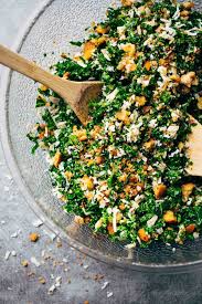 Toasted Bread And Parmesan Kale Salad Pinch Of Yum Recipe Kale Salad Healthy Recipes Food