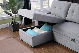 Amazon.com: ACQCA 82" Sectional Sleeper Sofa with Pull Out Bed and Chaise  Storage, L-Shape Reversible 3 Seater Couch with Tufted Back Cushion for  Living Room,Apartment,Office,Light Gray : Home & Kitchen