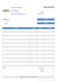 Restaurant Dining Invoice Template No Tax Invoice Template Invoice Format Invoice Template Word