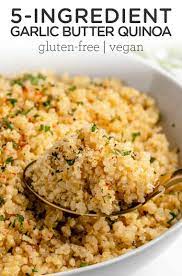 Garlic Butter Quinoa Only 5 Ingredients Simply Quinoa Recipe Vegan Side Dishes Quinoa Recipes Easy Quinoa Side Dish