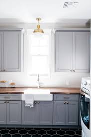 Dark cabinets light floors unique wood floors and wood cabinets floor dark cabinets light floors countertop remarkable dark cabinets light countertops s via godrejinnoida.com. Gray Laundry Cabinets With Black Hex Tiles Cottage Laundry Room