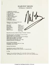 Oct 22, 1992 · harvest moon neil young. Neil Young Signed Harvest Moon Credits And Lyrics Music Lot 51153 Heritage Auctions